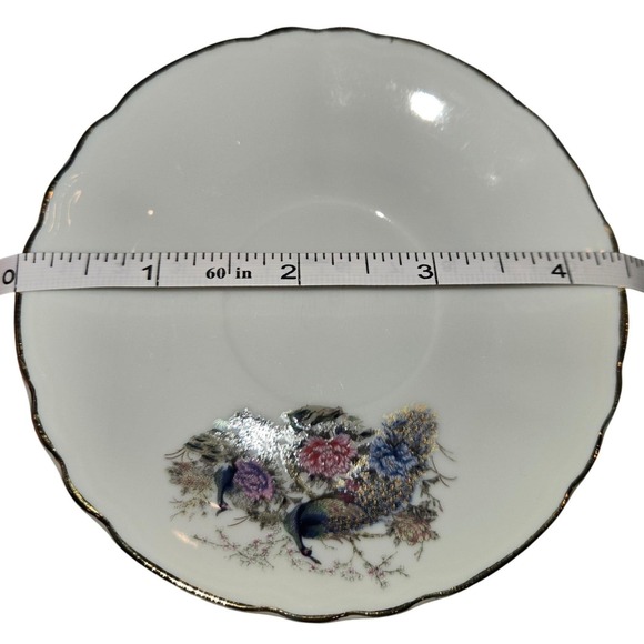 Heisei Japan Peacock Floral Porcelain Tea Set 15pc Gold Trim Teapot Cups Saucers - Picture 7 of 16